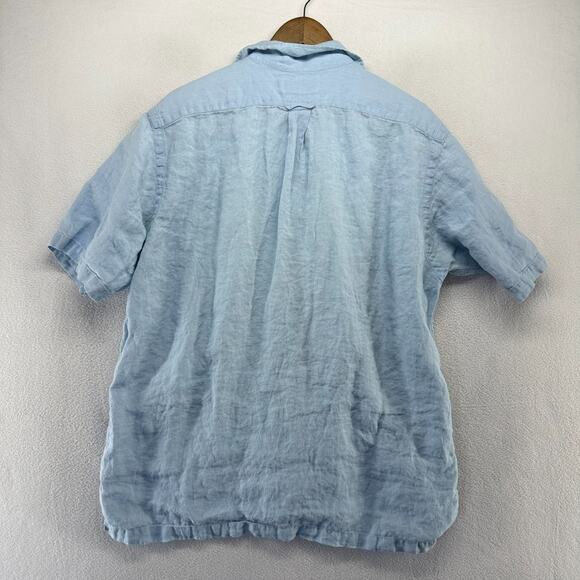 Vintage Ralph Lauren Shirt Men's large Linen Caldwell Loop Collar Camp Pony 90s - Picture 7 of 11